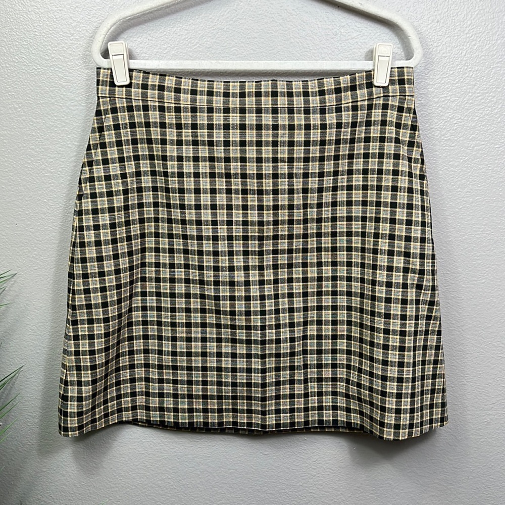 NWOT 1901 Plaid Skirt 12 Fall Boot Skirt Black Gold Preppy Cotton Lined
